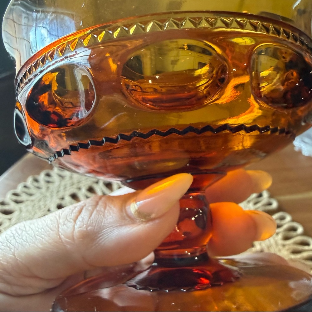 Amber vintage Glass Goblet Set - Picture 6 of 10